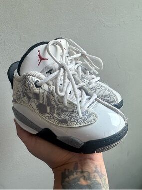 Jordan Kids White, Gray & Red Graphic Sneakers